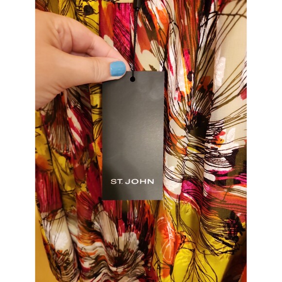 St. John 100% Silk Cami Blouse Tank in "Watercress Multi" Size L NWT - Picture 3 of 7